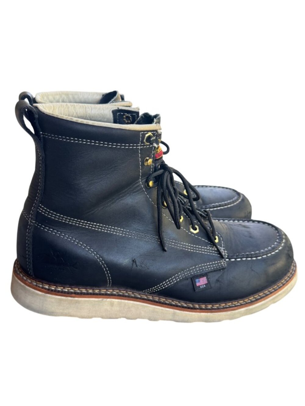 Thorogood 814-6201 Mens Moc Toe Leather Work Boots Size 11 D Black USA Made